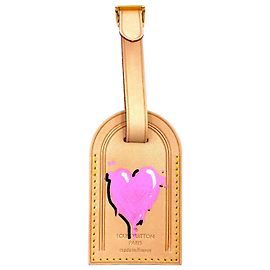 Etiqueta de equipaje Louis Vuitton con corazón rosa Otro Amarillo