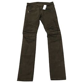 Balmain Jean Slim Fit en Coton Vert Olive Vert Vert olive
