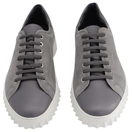Salvatore Ferragamo-Salvatore Ferragamo Low-Top Sneakers in Grey Calf Leather and Nubuck-Grey