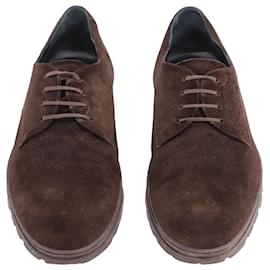 Salvatore Ferragamo-Salvatore Ferragamo Lace Up Shoes in Brown Suede-Brown
