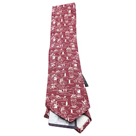 Corbata estampada Prada en seda roja Roja