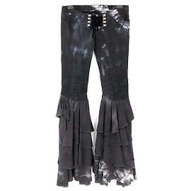 Balmain 2008 jeans in black denim with silk ruffles Black