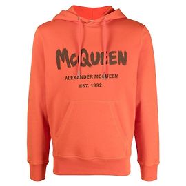 Alexander McQueen - Sudadera con capucha y logo estampado Naranja