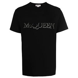 Alexander McQueen - Camiseta negra con logo bordado Negro
