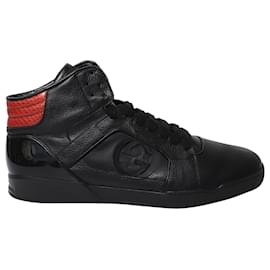 Gucci-Gucci Rebound High-Top Sneakers in Black Leather-Black