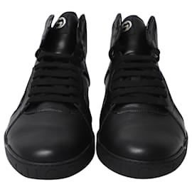 Gucci-Gucci Rebound High-Top Sneakers in Black Leather-Black
