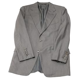 Tom Ford-Tom Ford Striped Suit Coat in Grey Wool-Grey