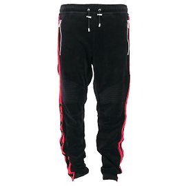 Pantaloni Balmain in velluto nero e rosso Nero