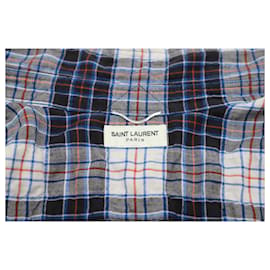 Saint Laurent-Camisa sin mangas de algodón multicolor con estampado de cuadros desgastados de Saint Laurent-Multicolor