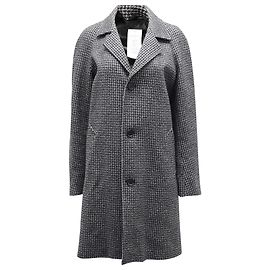Sandro Paris Houndstooth Coat in Black Wool Black