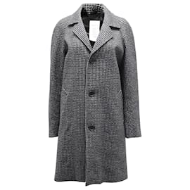 Sandro-Sandro Paris Houndstooth Coat in Black Wool-Black