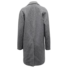 Sandro-Sandro Paris Houndstooth Coat in Black Wool-Black