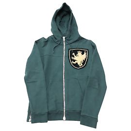 Balmain Lion Patch Zip Hoodie aus grüner Baumwolle Grün