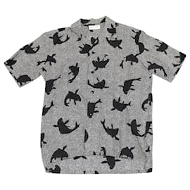 Yves Saint Laurent-Saint Laurent Shark Vacation Shirt in Black Cotton-Other