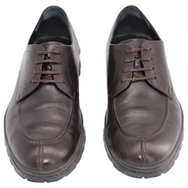 Salvatore Ferragamo-Salvatore Ferragamo Split Toe Lace Up Derby Shoes in Brown Leather-Brown