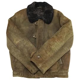 Armani-Giorgio Armani Vintage Shearling Jacket in Brown Leather-Brown