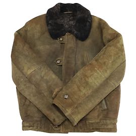 Jaqueta Giorgio Armani Vintage Shearling em couro marrom Marrom
