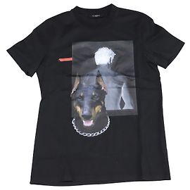 Camiseta con estampado de perro de Givenchy en algodón negro Negro