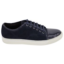 Lanvin DBB1 Patent Cap-Toe Sneakers in Blue Suede calf leather Blue