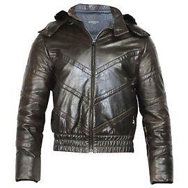 Jaqueta Bomber com capuz Givenchy em couro de cabra preto Marrom