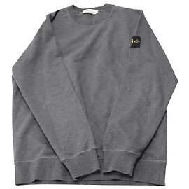 Sweatshirt mit Stone Island-Logo aus weißer Baumwolle Grau
