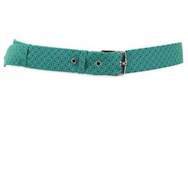 Hermès-Hermès étrivière belts in silk with silver buckle x2-Green
