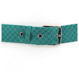 Hermès-Hermès étrivière belts in silk with silver buckle x2-Green
