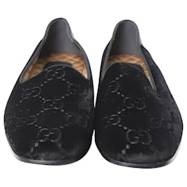 Gucci-Gucci Monogram Print Loafers in Black Velvet-Black