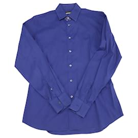 Prada-Prada Button-Down-Hemd aus blauer Baumwolle-Blau
