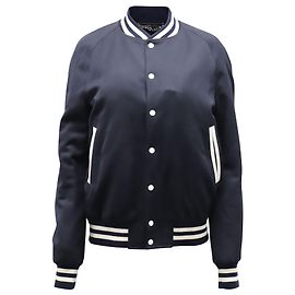 Sandro Paris Varsity Jacket in Navy Blue Wool Navy blue