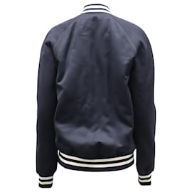 Sandro-Sandro Paris Varsity Jacket in Navy Blue Wool-Navy blue