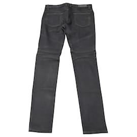 Balmain-Balmain Moto Biker Dark Wash Jeans in Navy Cotton-Navy blue