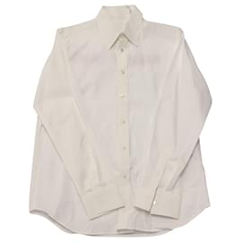 Helmut Lang-Helmut Lang Back Logo Print Shirt in White Cotton-White