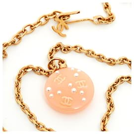 Chanel-pink plastic pearls cc-Pink