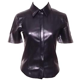 Nanushka-Clare camisa de couro vegana-Preto