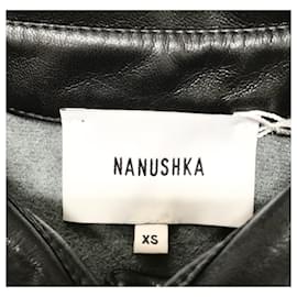 Nanushka-Camisa Clare de cuero vegano-Negro
