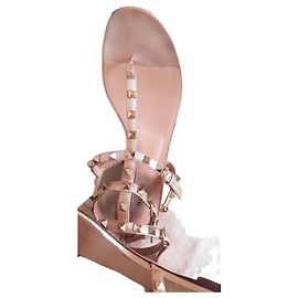 Sandale Valentino rockstud cuir irisé doré Doré
