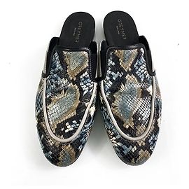 Autre Marque Grey Mer Greymer Blue Brown Snake Pattern Leather Mules Slip on Shoes size 41 Multicolore
