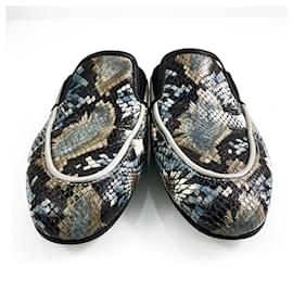 Autre Marque-Grey Mer Greymer Blue Brown Snake Pattern Leather Mules Slip on Shoes size 41-Multiple colors