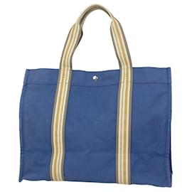 Hermès-[Used] Hermes HERMES Sacked Plage GM Handbag Handbag School Bag Commuter Bag Tote Bag Canvas Blue Ladies-Blue
