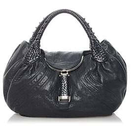 Fendi-Fendi Black Spy Leather Hobo Bag-Black