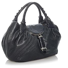 Fendi-Fendi Black Spy Leather Hobo Bag-Black