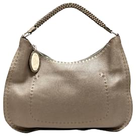 Fendi-Sac à bandoulière en cuir Fendi Selleria gris-Gris