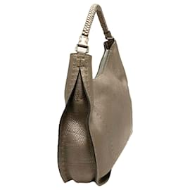 Fendi-Sac à bandoulière en cuir Fendi Selleria gris-Gris