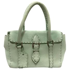 Fendi-Fendi Green Selleria Linda Leather Handbag-Green