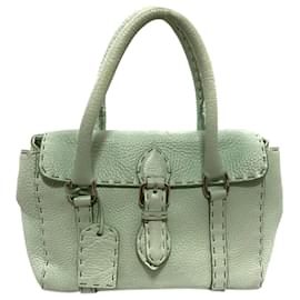 Fendi-Sac à main en cuir Fendi Selleria Linda vert-Vert