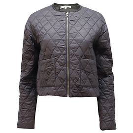 Reformation Quilted Fleet Jacket in Black Nylon Black