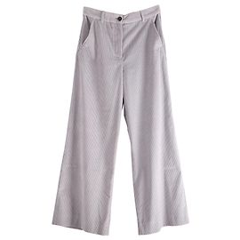 Max Mara Calça Maxmara de veludo cotelê com pernas largas em algodão cinza Cinza