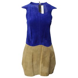 Victoria Beckham Mini Robe à Panneaux en Daim Multicolore Autre Imprimé python