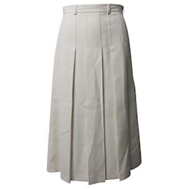Gucci-Falda midi plisada de crepé cady en seda blanca de Gucci-Blanco